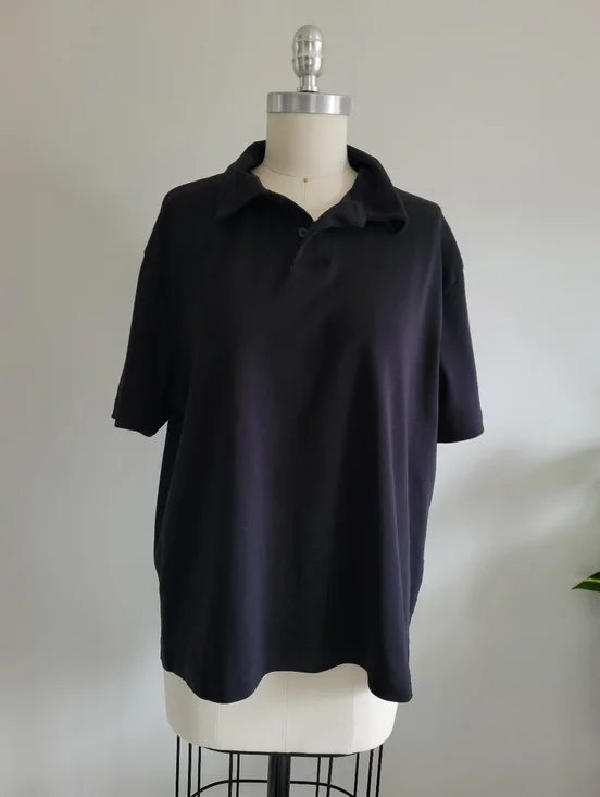 ZARA black jersey knit polo golf shirt with short sleeves - Picture 2 of 10